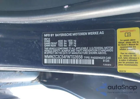 2015 Mini Countryman Cooper S from USA, damaged, VIN WMWZC3C54FWT02658